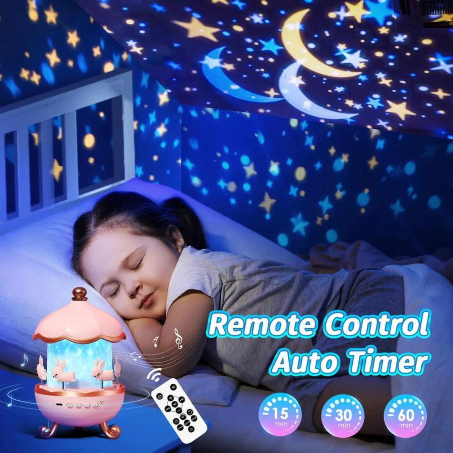 DreamiPop One Fire Baby Star Projector Lamp + Remote Control + Music Projector Babies