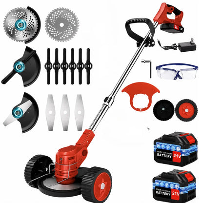 Laztrik Electric S4 Brushcutter 21 V with Battery and 4 Types Manual Lawn Mower for Outdoor Powerful Cordless Lawn Mower for Lawns / Jardi + FREE BATTERY + FREE  CHARGER