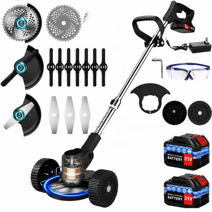 Laztrik Electric S4 Brushcutter 21 V with Battery and 4 Types Manual Lawn Mower for Outdoor Powerful Cordless Lawn Mower for Lawns / Jardi + FREE BATTERY + FREE  CHARGER