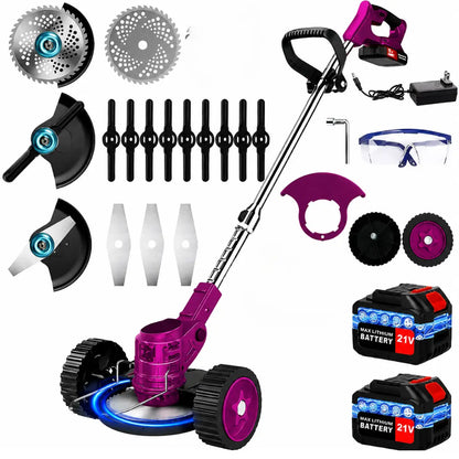 Laztrik Electric S4 Brushcutter 21 V with Battery and 4 Types Manual Lawn Mower for Outdoor Powerful Cordless Lawn Mower for Lawns / Jardi + FREE BATTERY + FREE  CHARGER