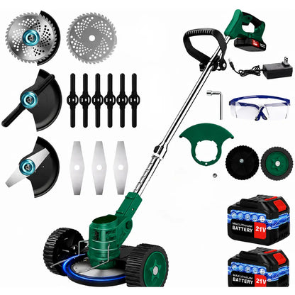 Laztrik Electric S4 Brushcutter 21 V with Battery and 4 Types Manual Lawn Mower for Outdoor Powerful Cordless Lawn Mower for Lawns / Jardi + FREE BATTERY + FREE  CHARGER
