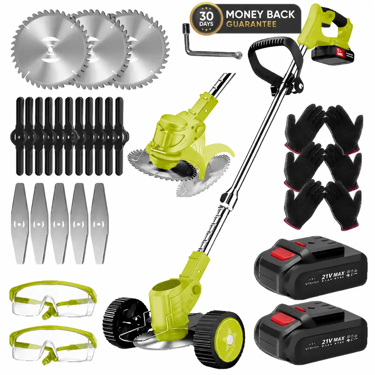 Laztrik Electric S4 Brushcutter 21 V with Battery and 4 Types Manual Lawn Mower for Outdoor Powerful Cordless Lawn Mower for Lawns / Jardi + FREE BATTERY + FREE  CHARGER