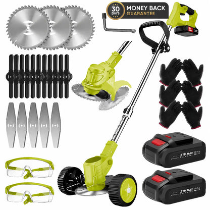 Laztrik Electric S4 Brushcutter 21 V with Battery and 4 Types Manual Lawn Mower for Outdoor Powerful Cordless Lawn Mower for Lawns / Jardi + FREE BATTERY + FREE  CHARGER