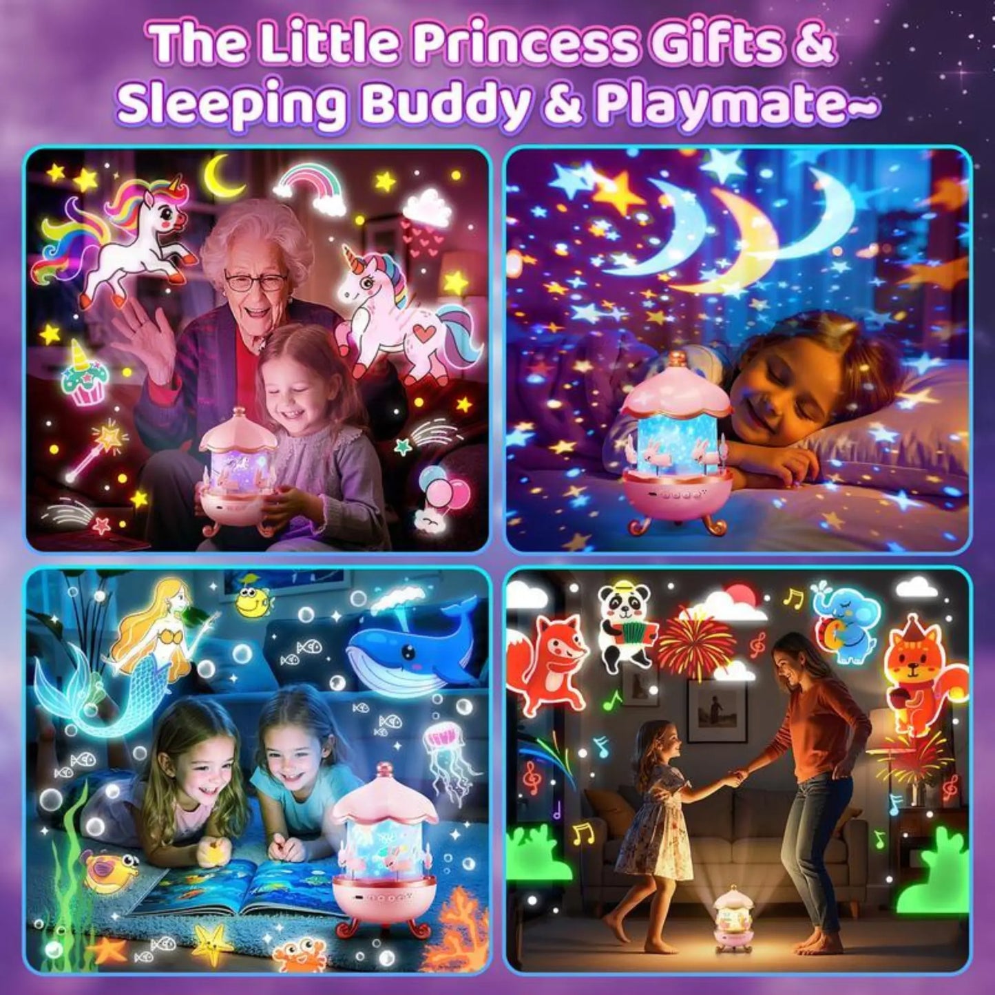 DreamiPop One Fire Baby Star Projector Lamp + Remote Control + Music Projector Babies
