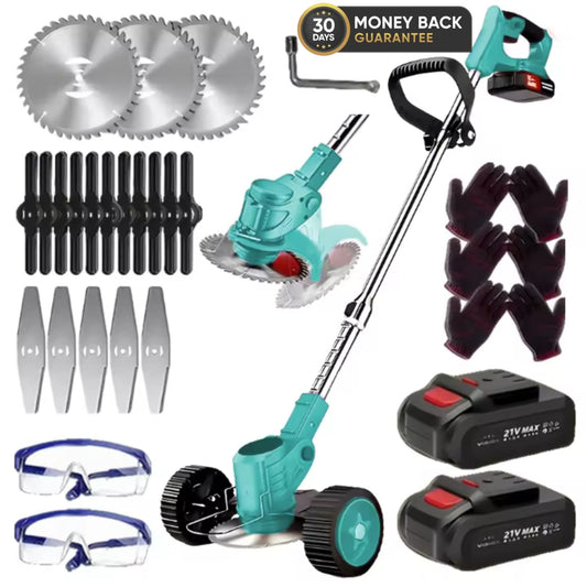 Laztrik Electric S4 Brushcutter 21 V with Battery and 4 Types Manual Lawn Mower for Outdoor Powerful Cordless Lawn Mower + FREE BATTERY + FREE  CHARGER