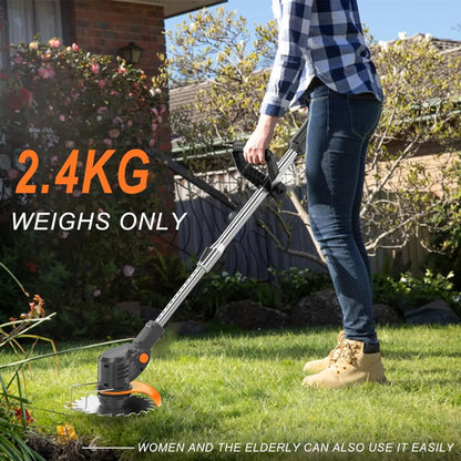 Laztrik Electric S4 Brushcutter 21 V with Battery and 4 Types Manual Lawn Mower for Outdoor Powerful Cordless Lawn Mower for Lawns / Jardi + FREE BATTERY + FREE  CHARGER