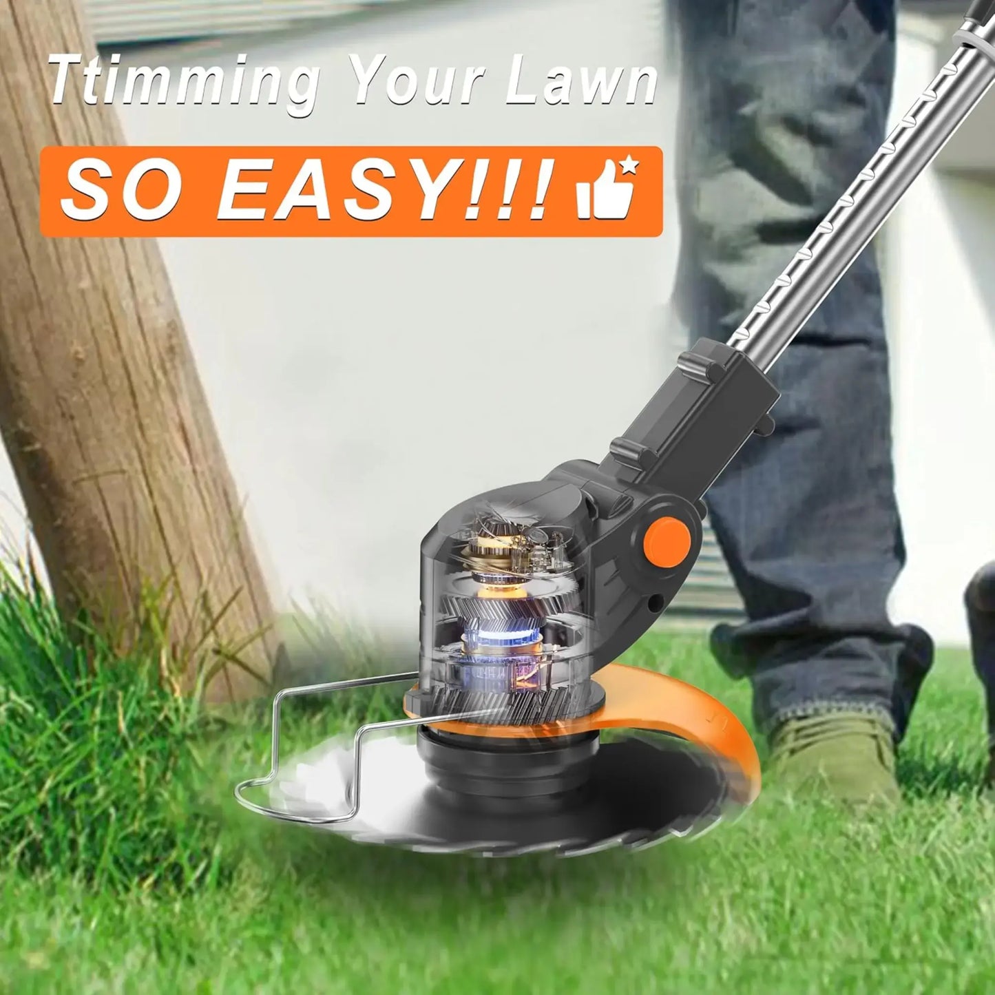 Laztrik Electric S4 Brushcutter 21 V with Battery and 4 Types Manual Lawn Mower for Outdoor Powerful Cordless Lawn Mower for Lawns / Jardi + FREE BATTERY + FREE  CHARGER