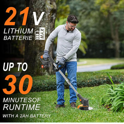 Laztrik Electric S4 Brushcutter 21 V with Battery and 4 Types Manual Lawn Mower for Outdoor Powerful Cordless Lawn Mower for Lawns / Jardi + FREE BATTERY + FREE  CHARGER