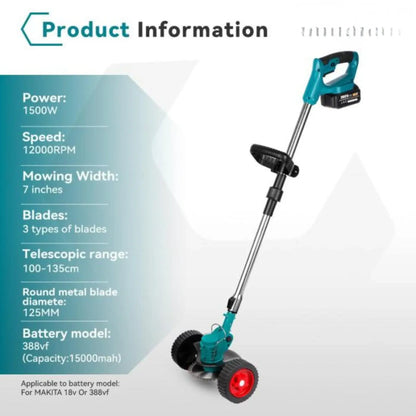 Laztrik Electric S4 Brushcutter 21 V with Battery and 4 Types Manual Lawn Mower for Outdoor Powerful Cordless Lawn Mower for Lawns / Jardi + FREE BATTERY + FREE  CHARGER