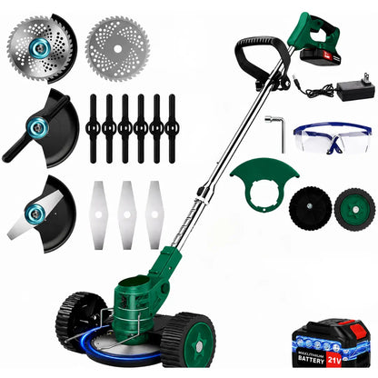 Laztrik Electric S4 Brushcutter 21 V with Battery and 4 Types Manual Lawn Mower for Outdoor Powerful Cordless Lawn Mower for Lawns / Jardi + FREE BATTERY + FREE  CHARGER