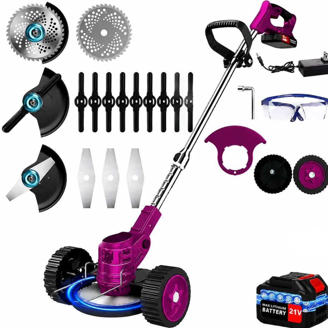 Laztrik Electric S4 Brushcutter 21 V with Battery and 4 Types Manual Lawn Mower for Outdoor Powerful Cordless Lawn Mower for Lawns / Jardi + FREE BATTERY + FREE  CHARGER
