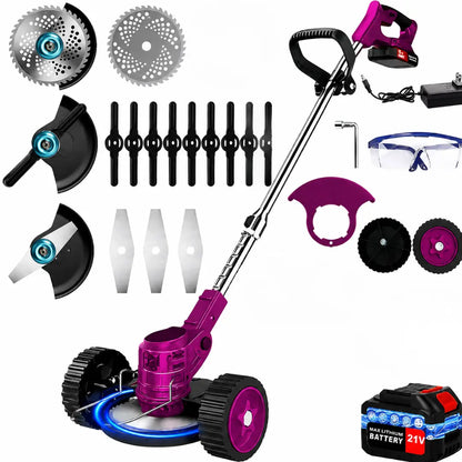 Laztrik Electric S4 Brushcutter 21 V with Battery and 4 Types Manual Lawn Mower for Outdoor Powerful Cordless Lawn Mower for Lawns / Jardi + FREE BATTERY + FREE  CHARGER