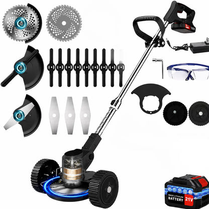 Laztrik Electric S4 Brushcutter 21 V with Battery and 4 Types Manual Lawn Mower for Outdoor Powerful Cordless Lawn Mower for Lawns / Jardi + FREE BATTERY + FREE  CHARGER